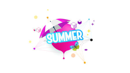Abstract Summer Vector Illustration Decorative Greeting Background on White.のイラスト素材