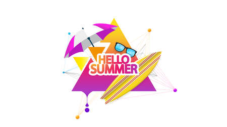 Abstract Summer Vector Illustration Decorative Greeting Background on White.のイラスト素材