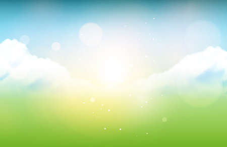 Vector Illustration - Bokeh Cloudy Sky In Summertime Background / Wallpaperのイラスト素材
