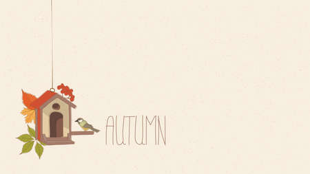 Vector Hand Drawn Autumn Illustration. Hand drawn bird background illustrationのイラスト素材