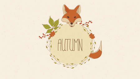 Hand Drawn Autumn Illustration. Autumnal frame and Space for your text.のイラスト素材
