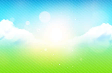 Vector Illustration - Bokeh Cloudy Sky In Summertime Background / Wallpaperのイラスト素材