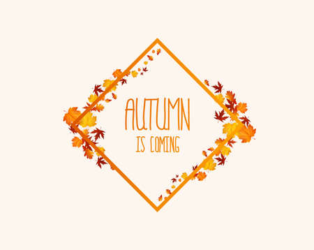 Vector frame with elegant composition of autumn leaves.のイラスト素材