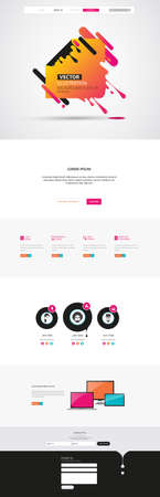 Responsive One Page Website Template With Header Design. Vector Website Wireframe Illustartion.のイラスト素材