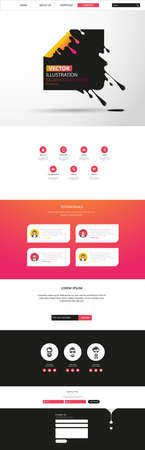 Responsive One Page Website Template With Header Design. Vector Website Wireframe Illustartion.のイラスト素材