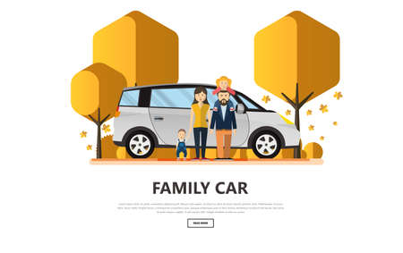 Vector illustration of Family Holiday Car Trip.のイラスト素材