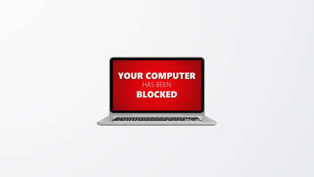 Isolated Vector Design. Ransomware, Virus, Malware, Hacker Attack Background with Photorealistic Computerのイラスト素材