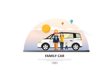 Vector illustration of Family Holiday Car Trip.のイラスト素材