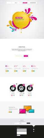 Responsive One Page Website Template With Header Design. Vector Website Wireframe Illustartion.のイラスト素材