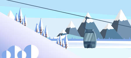 Cable Car Over Mountain Hill vector illustrationのイラスト素材