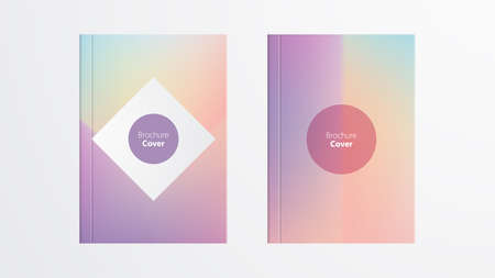 Holographic shapes backgrounds set modern geometric covers design. Applicable for gift cards, covers, posters, brochures, magazines vector template.のイラスト素材