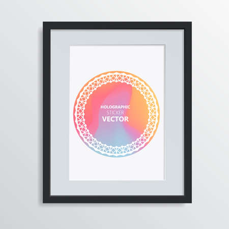 Holographic shapes backgrounds set. Modern geometric covers design. Applicable for gift cards, covers, posters, brochures, magazines.のイラスト素材