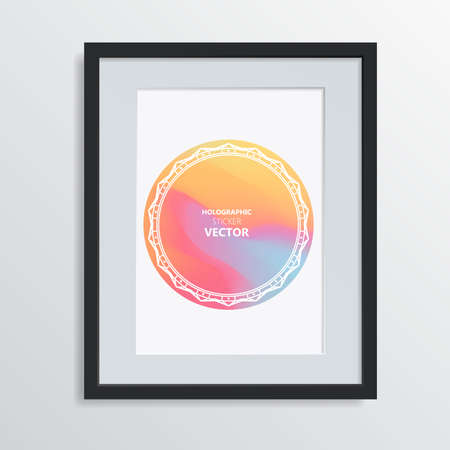 Holographic shapes backgrounds set. Modern geometric covers design. Applicable for gift cards, covers, posters, brochures, magazines.のイラスト素材
