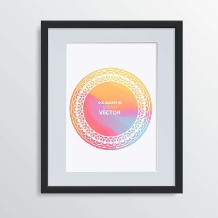 Holographic shapes backgrounds set. Modern geometric covers design. Applicable for gift cards, covers, posters, brochures, magazines.のイラスト素材