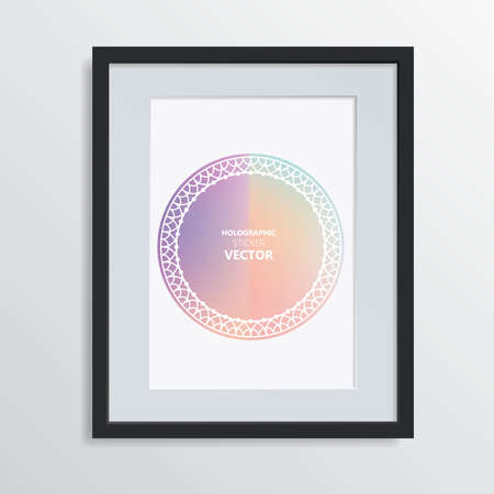 Holographic shapes backgrounds set. Modern geometric covers design. Applicable for gift cards, covers, posters, brochures, magazines.のイラスト素材