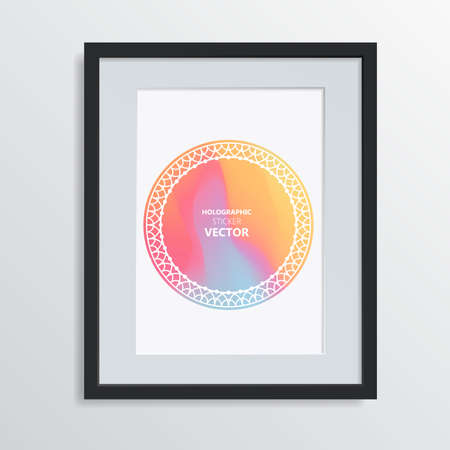 Holographic shapes backgrounds set. Modern geometric covers design. Applicable for gift cards, covers, posters, brochures, magazines.のイラスト素材