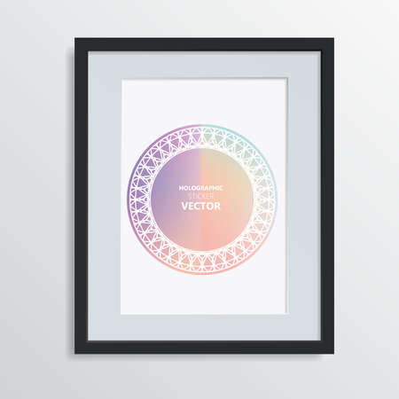Holographic shapes backgrounds set. Modern geometric covers design. Applicable for gift cards, covers, posters, brochures, magazines.のイラスト素材