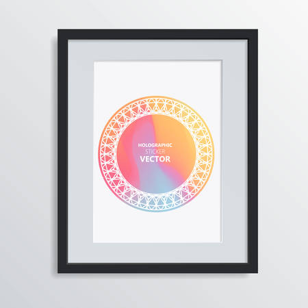 Holographic shapes backgrounds set. Modern geometric covers design. Applicable for gift cards, covers, posters, brochures, magazines.のイラスト素材