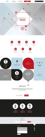 One Page Website Template with Abstract Header Design.のイラスト素材