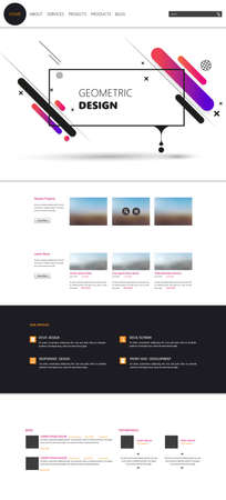 Modern cool website design template, with colorful abstract header design.のイラスト素材