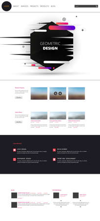 Modern cool website design template, with colorful abstract header design.のイラスト素材