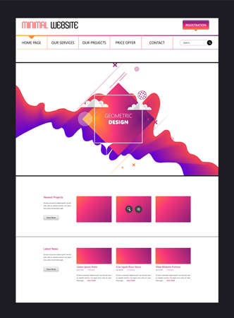 Modern cool website design template, with colorful abstract header design.のイラスト素材