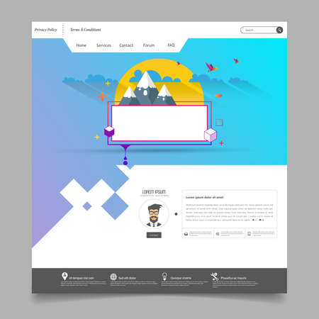 Abstract Geometric Trendy Website Template, one page design, headers and interface elements.のイラスト素材