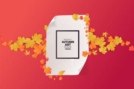Autumn abstract frame design with leaves for shopping sale or promo poster and frame leaflet or web banner.Vector illustrationのイラスト素材