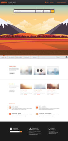 One page website template with autumn landscape header.のイラスト素材