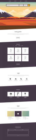 One page website template with autumn landscape header.のイラスト素材