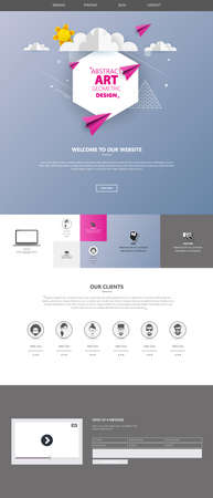 One Page website for your business with abstract colorful geometric header design.のイラスト素材