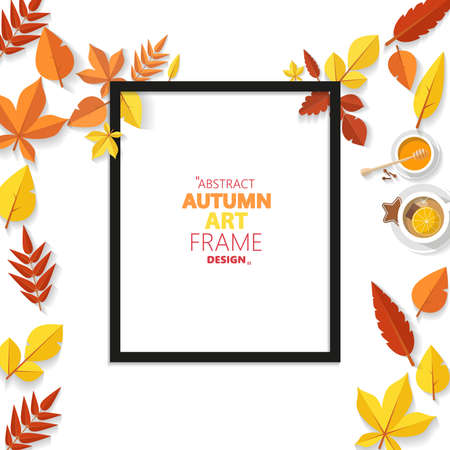 Autumn vector frame wirth autumn dried orange colored leaves. Useful graphics in vectorのイラスト素材