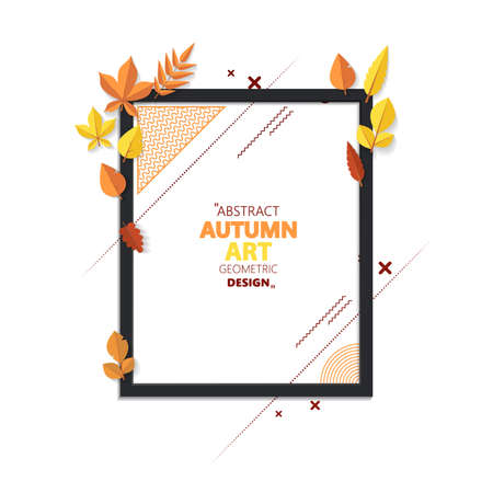 Autumn vector frame wirth autumn dried orange colored leaves. Useful graphics in vectorのイラスト素材