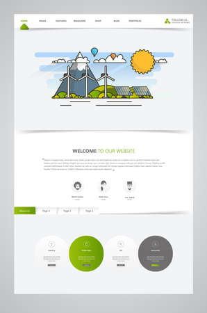 Website Design Template Ecological Theme Vector illustration of mobile website design and development. Creative concept, easy to edit and customize.のイラスト素材