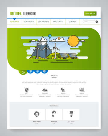 Website Design Template Ecological Theme Vector illustration of mobile website design and development. Creative concept, easy to edit and customize.のイラスト素材