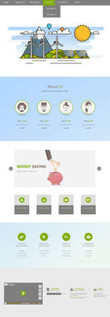 Website Design Template Ecological Theme Vector illustration of mobile website design and development. Creative concept, easy to edit and customize.のイラスト素材