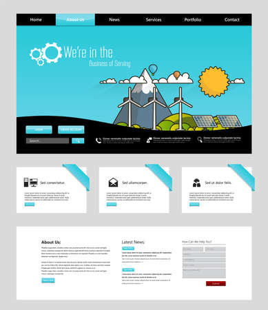 Website Design Template Ecological Theme Vector illustration of mobile website design and development. Creative concept, easy to edit and customize.のイラスト素材