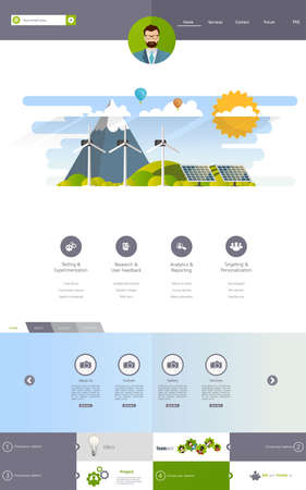 Website Design Template Ecological Theme Vector illustration of mobile website design and development. Creative concept, easy to edit and customize.のイラスト素材