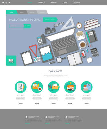 Set of effective website template designs. Modern flat design vector illustration concept of website design for website and mobile website development. Easy to edit and customize.のイラスト素材