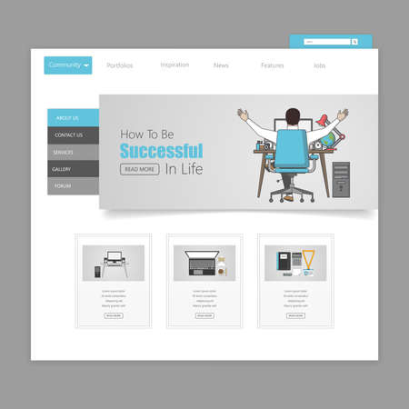 Website template designs. Modern flat design vector illustration concept of website design for website and mobile website development. Easy to edit and customize.のイラスト素材
