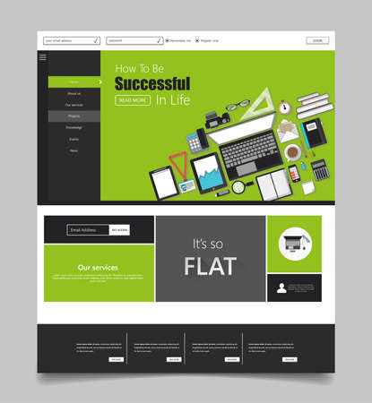 Website template designs. Modern flat design vector illustration concept of website design for website and mobile website development. Easy to edit and customize.のイラスト素材