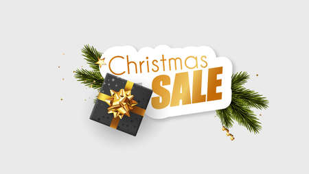 Christmas sale promotional banner with colorful christmas elementsのイラスト素材