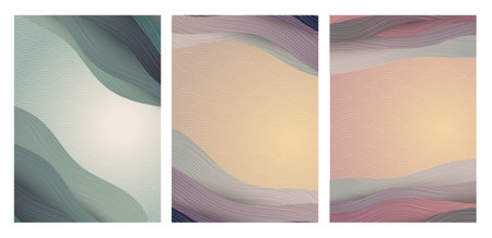 Set of abstract wavy banners. Wavy lines background. Vector illustration.