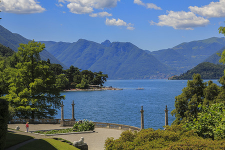 A beautiful relaxing afternoon in a garden in villa Melzzi near Belaggio, lake Comoのeditorial素材