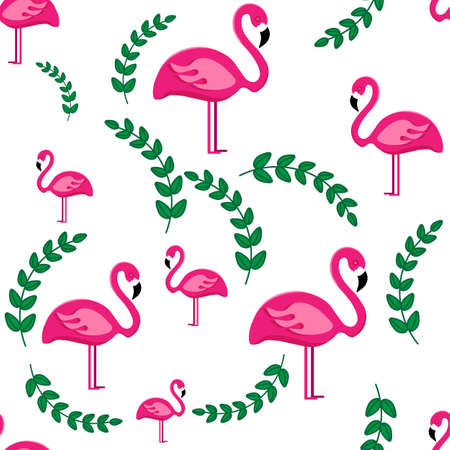 Cute pink flamingo pattern illustrationのイラスト素材