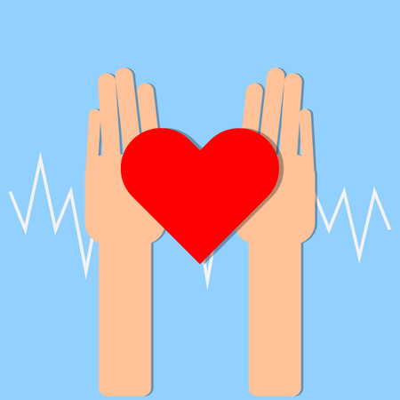 Heart in hands design illustrationのイラスト素材