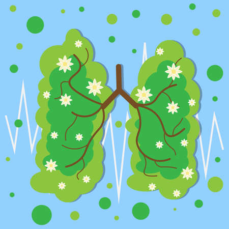 Lungs tree with flowers illustrationのイラスト素材