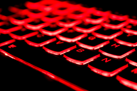 Detail of red back-lit keyboard