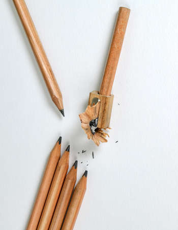 lead pencil and lead pencil sharpenerの写真素材