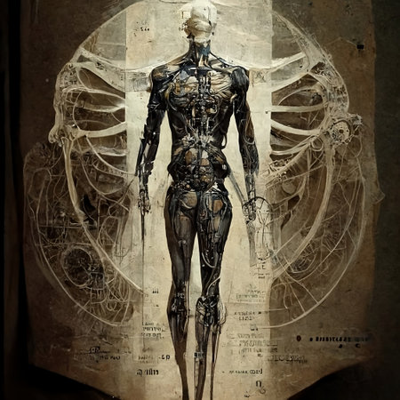 Anatomy of a female body with human organs in the backgroundの素材